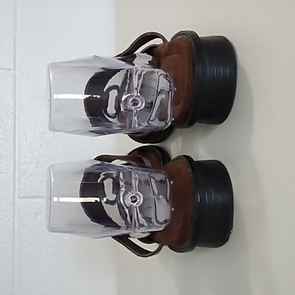 Brown Women's Slide in Sandals with Silver Sueded Cushion Insole Rubber Bottom - Picture 3 of 9